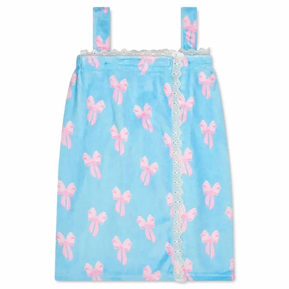 NEW ISCREAM girl's spring bows plush spa wrap in blue